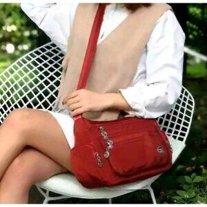 Hengye Red Nylon Travel Crossbody Everyday Casual Shoulder Bag Purse
